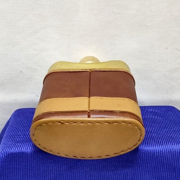 Comoy Of London Flask Gold Tone Glass w/ Leather Case Elegant Barware Vintage - Picture 10 of 14